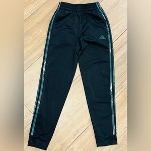 Adidas Kids Black Track Pants tropical stripes Size 10-12